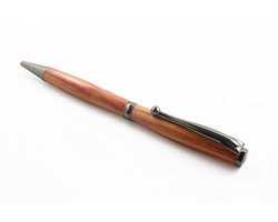STB luxe premium (twist) balpen, handgemaakt, “gun metal” gecoat metaal en Braziliaans tulpen hout, made in Holland