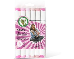 foto van Creachick X Ohuhu Alcohol markers Brush & chisel set van 6 – Pink Tone