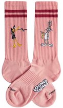 Chaussettes unisexes Jimmy Lion Athletic Daffy vs Bugs roses (Looney Tunes)