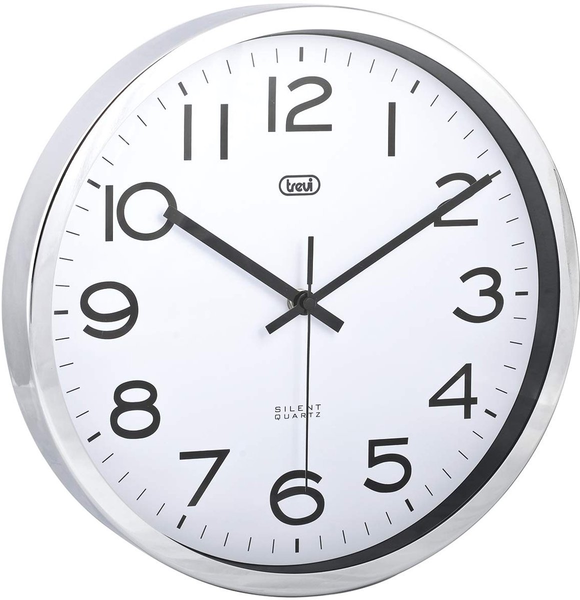 Trevi OM 3318 S wandklok, metaal, zilver, diameter 30 cm