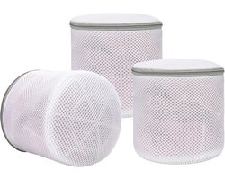 3 stuks - bh-waszakje - mesh waszakken - wasmachine zakken - voor delicate was - fijnmazige lingerie waszakken - ondergoed waszak met ritsen - voor intiem ondergoed - Cilindrische Ritsen Wasmachinetas - grijs - 15*17 cm