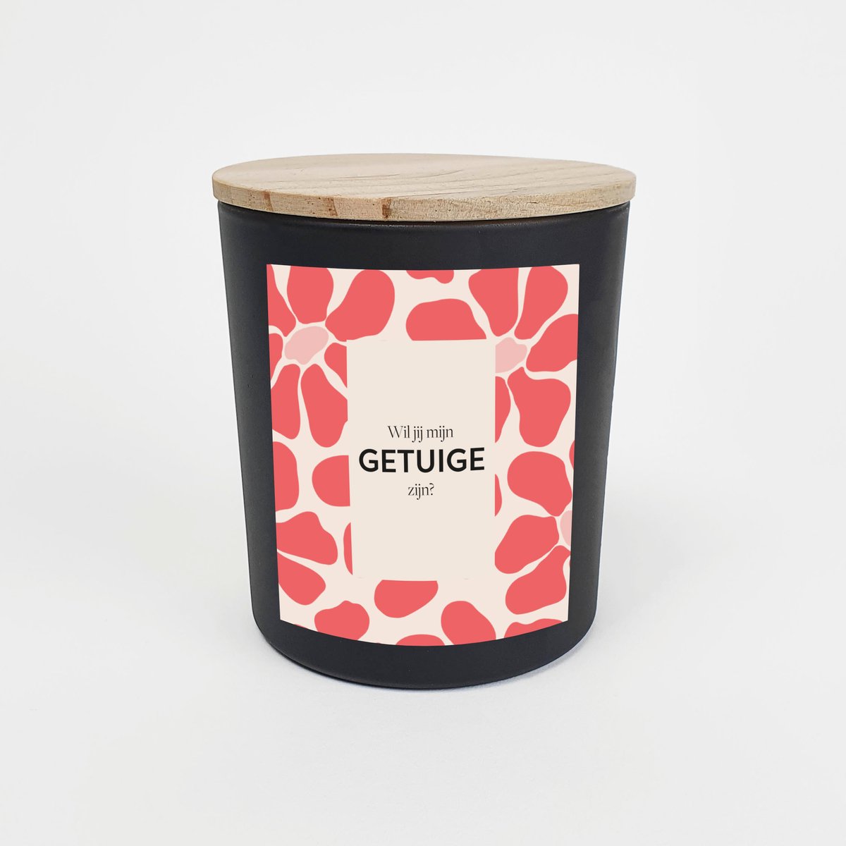 Geurkaars in glas - Getuige vragen - Wil jij mijn getuige zijn - Geurkaarsen geschenkset - Geurkaars - ZWART - Abstract pink flowers design