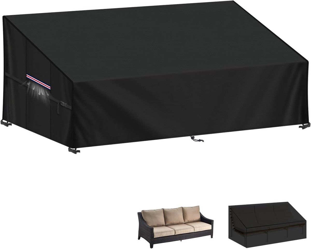 Famanu - Tuinbankhoes 3-Zits Beschermhoes voor Tuinbank, 420D Oxford-Stof Lounge Afdekking voor Tuinmeubelen, Waterdichte Hoes voor Tuinbank, Palletbank, Palletmeubel, 205x85x80/40cm
