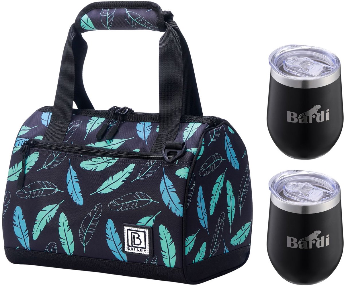 Brisby 10L Koeltas Black Feathers + Thermosbeker Set Zwart – Voor vrouwen die altijd onderweg zijn