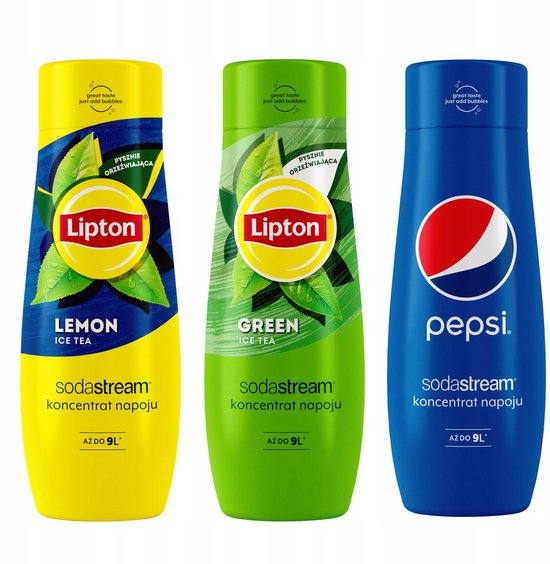 SodaStream Lipton - Limonadesiropen - Lemon Ice Tea - Green Ice Tea - Pepsi