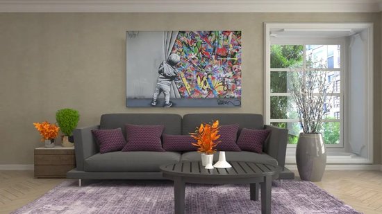 Peinture sur toile - Graffiti Art - Banksy - 150x100x2 cm