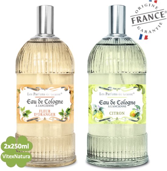 Oranjebloesem en Citroen Eau de Cologne 2 x 250 ML | merk A L'Ancienne | unisex | multifunctioneel als parfum, roomspray en fris linnengoed | Franse Parfum de Grasse