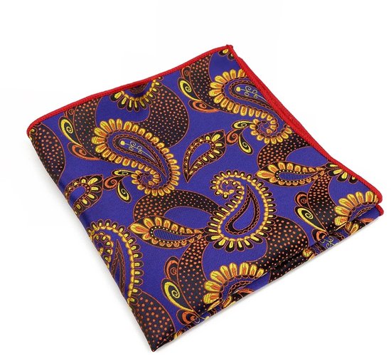 Sorprese - Pochet Paisley - Blauw/Rood/Geel - pochette - heren - model 12 - Cadeau