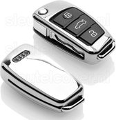 Autosleutel Hoesje geschikt voor Audi - SleutelCover - TPU Autosleutel Cover - Sleutelhoesje Chrome / Hoogglans Zilver