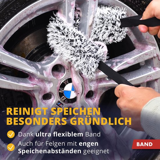 Cleaneed Premium Velgenborstel - Extra Zacht, Krasvrij, Schapenwol, Smalle Vorm, Ook Voor Complexe Velgen