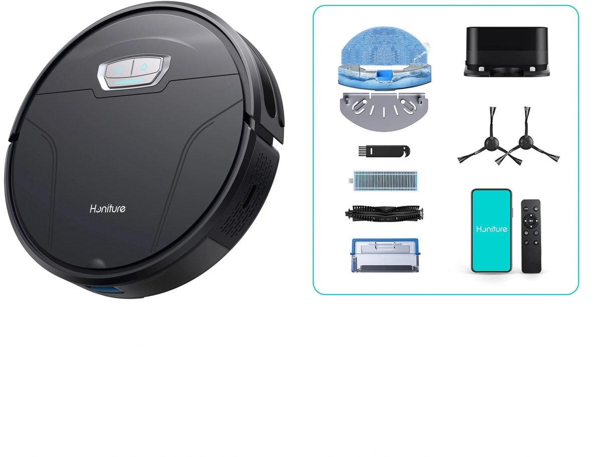 Afbeelding 3 van Honiture G20 Pro - Robotstofzuiger met Dweilfunctie - Spraak- en Appbesturing - 4500Pa - Laadstation