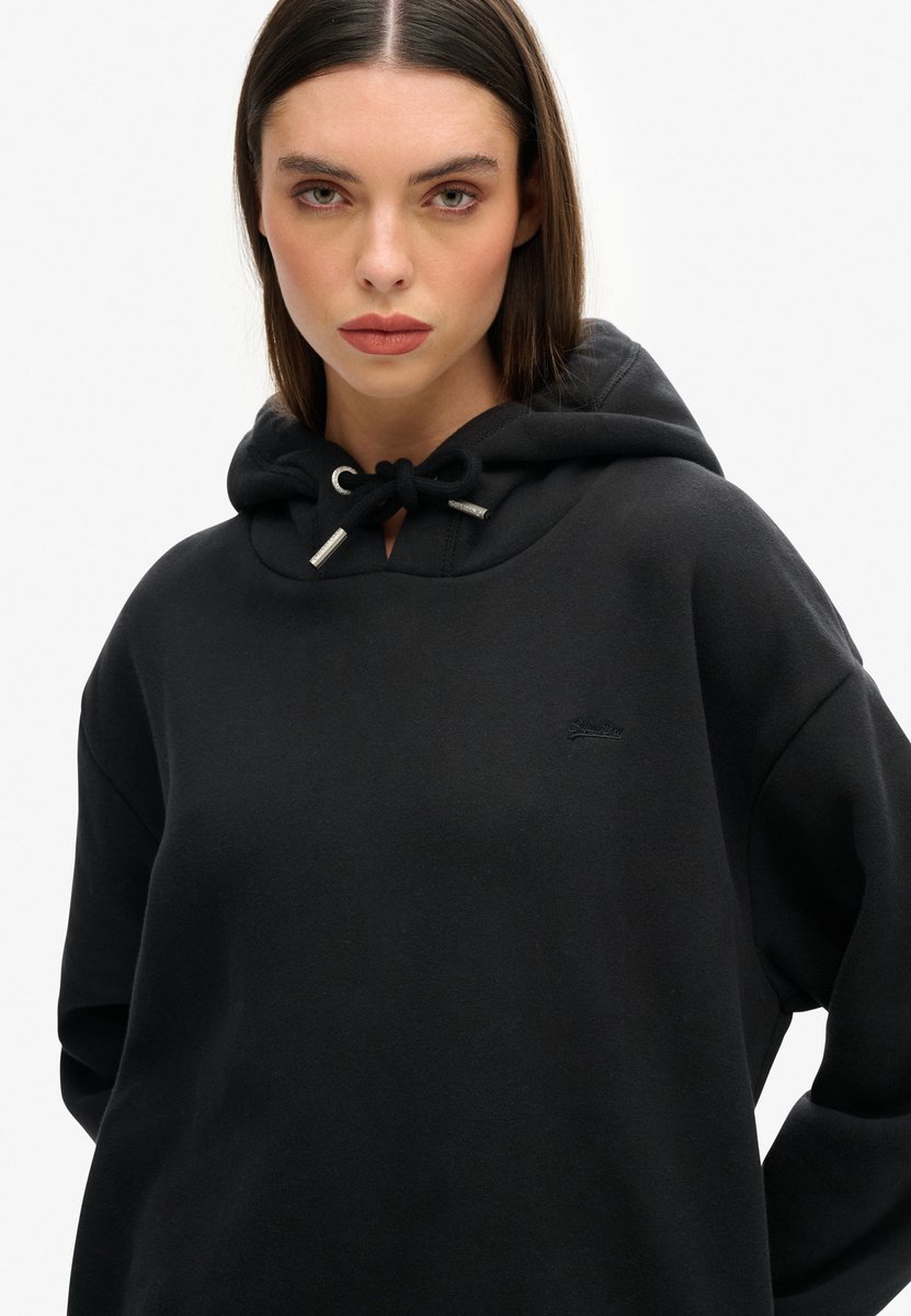 Superdry Biologisch katoenen sweatjurk met geborduurd logo Dames Jurken Zwart