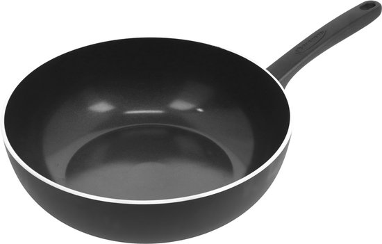 Demeyere Alu Bistro 3 Ceraforce Wokpan – 28 cm Wok Uit Aluminium – Non Stick Wok Geschikt Voor Alle Warmtebronnen Inclusief Inductie – Keramische Antikleeflaag – Duurzaam – Volledig PFAS – PFOA en PTFE Vrij – Hapjespan Ideaal Voor Eénpansgerechten
