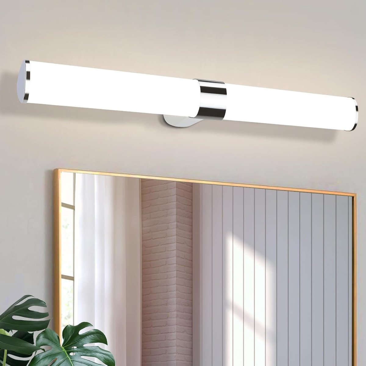 NETTLIFE Spiegellamp badkamer LED - 15W - chroom - 4000K neutraal wit - Spiegelverlichting 60CM - IP44 wandlamp - modern - voor kelder | keuken | badkamermeubel