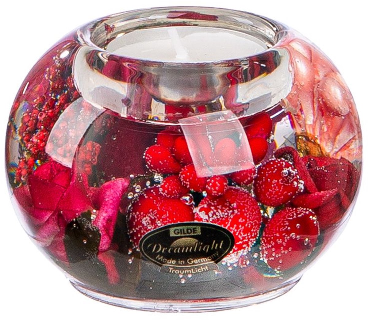 waxinelichthouder met rode bloemen - 8x9 cm handgemaakte glazen waxinelicht houder - sfeervolle windlicht decoratie