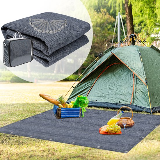 your GEAR Toskana Outdoor tapijt van HDPE, 250 x 300 cm, weerbestendig voortenttapijt voor camping, als picknickdeken of voor het balkon, campingtapijt met stabiele D-ringen, campingaccessoires