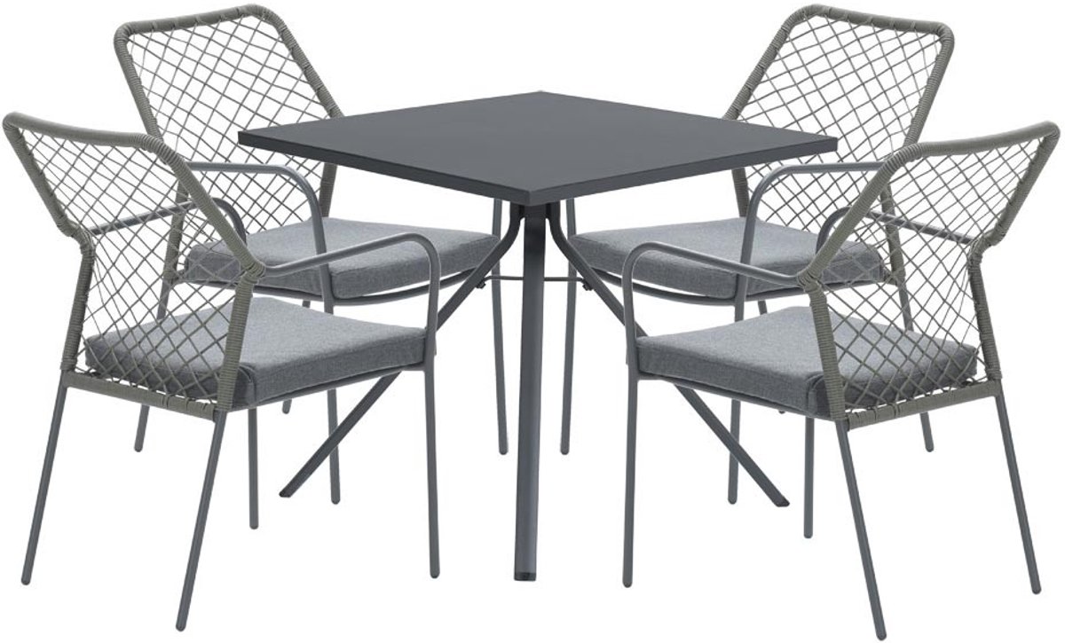 Complete vijfdelige tuinset Dido stoelen mosgroen - Rimini tafel - Garden Impressions