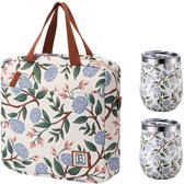 Brisby Koeltas 7L Bloem Wit + 2 Brisby Thermosbekers White Flower – Complete Lunch-set voor Onderweg!
