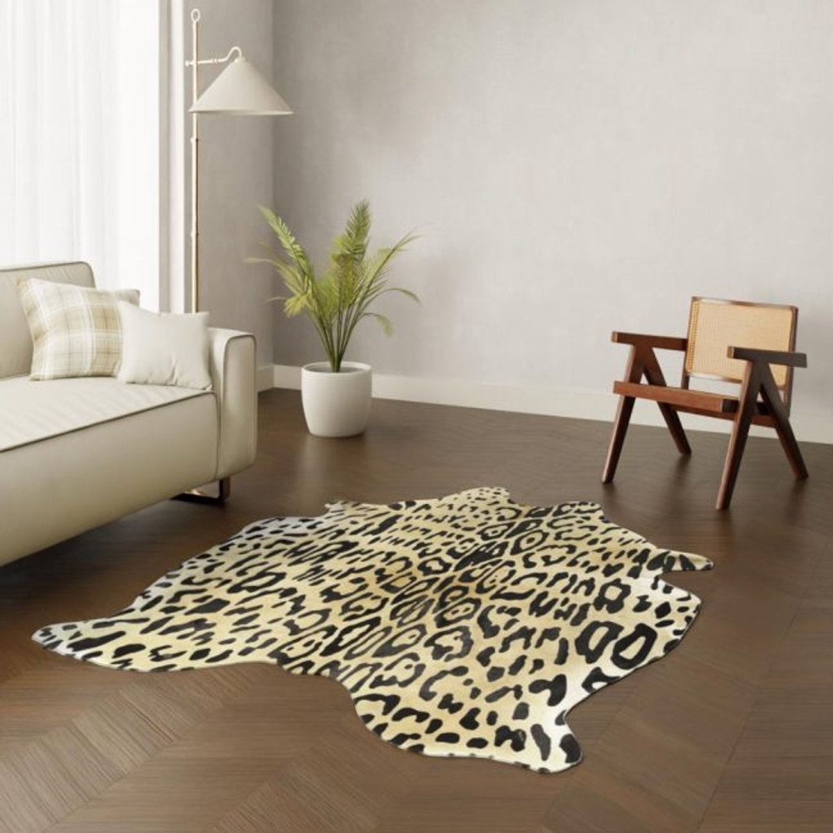 Jaguarprint koeienhuid - jaguar print koehuid vloerkleed - dierenprint koeienvel koekleed tapijt - koevacht met jaguarprint