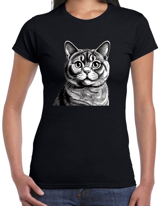 T-shirt Bellatio Decorations pour femme - Noir - Chat/Chatte British Shorthair - Amoureux des chats - Taille XL