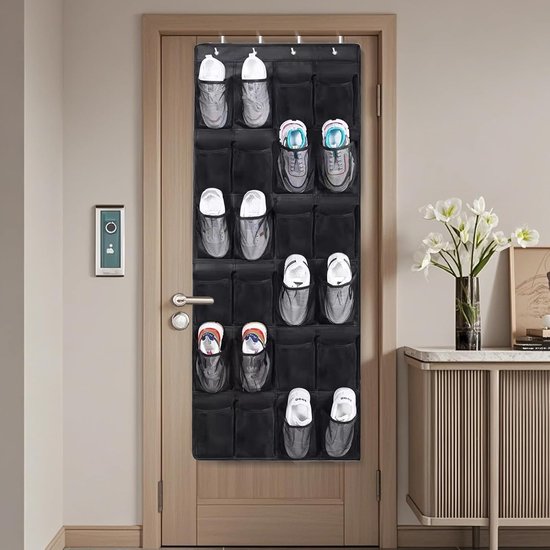 WEGREAT Schoenenorganizer boven de deur: 12 zakken, hangende schoenenorganizer met 6 haken, schoenenopslag, ruimtebesparend, voor schoenen, woonaccessoires, enz