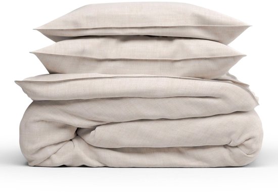 Zohome Dekbedovertrek Lino - Sandy Beige - Dekbedovertrek 200x200/220cm - 100% Katoen - Linnen Look - Tweepersoons van Zohome — afbeelding 3