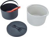 Bol.com 2L Magnetron Rijstkoker Food Grade PP Materiaal - Rijstmaker met Rijstlepel Deksel Zeef en Stomende Pot - Vaatwasmachine... aanbieding
