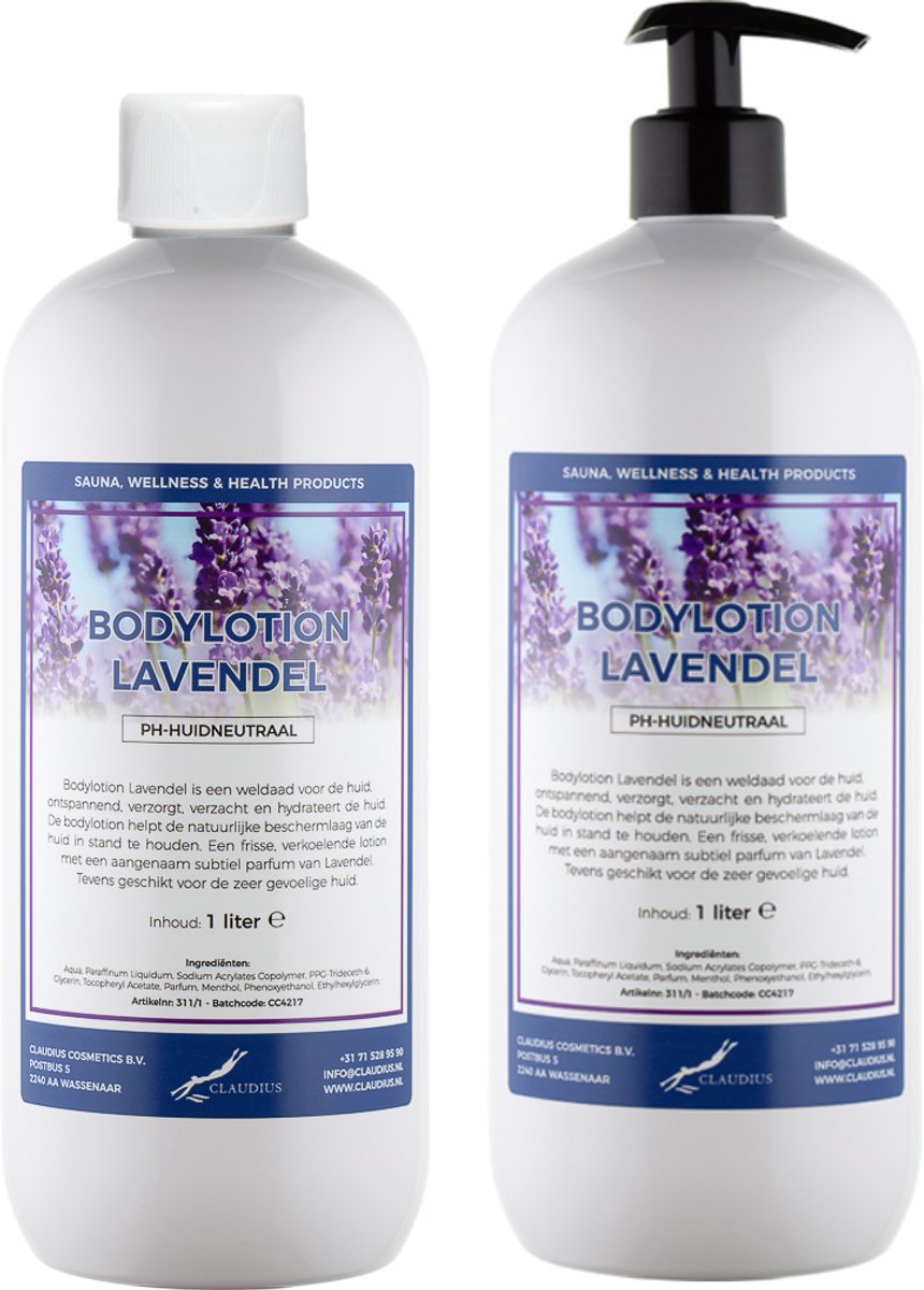 Bodylotion Lavendel 1 Liter - met gratis pomp - set van 2 stuks