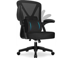 Elekiatech Ergonomische Bureaustoel - Bureaustoel - Opklapbare Armleuningen - Bureaustoelen voor Volwassenen - 150 Kg - Zwart