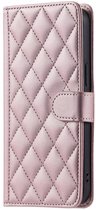Hoesje geschikt voor iPhone 16e - Bookcase - Pasjeshouder - Koord - Kunstleer - Rose Goud