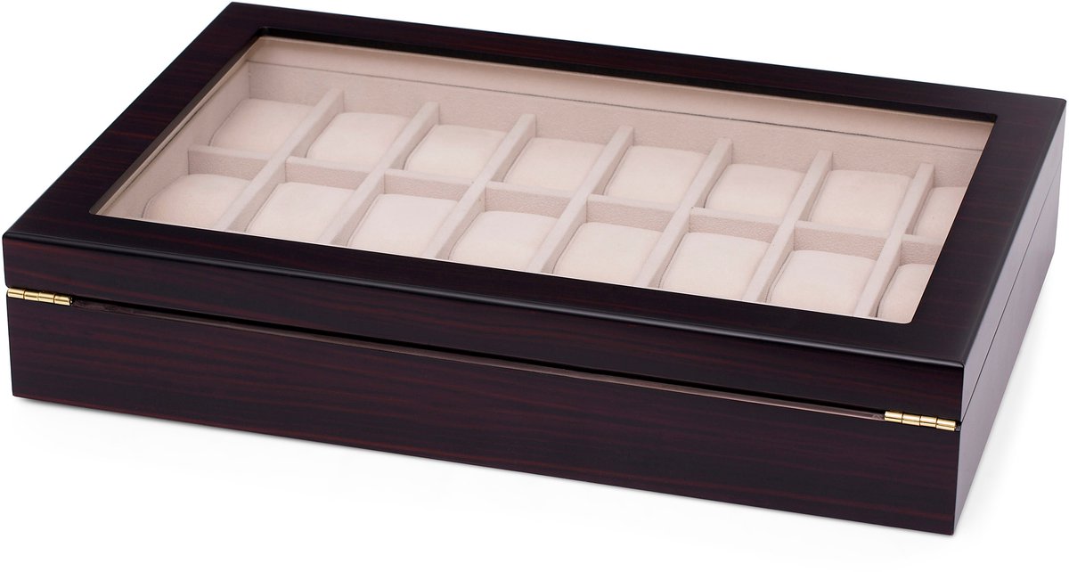 Ebbenhouten Horlogebox - 24 Horloges