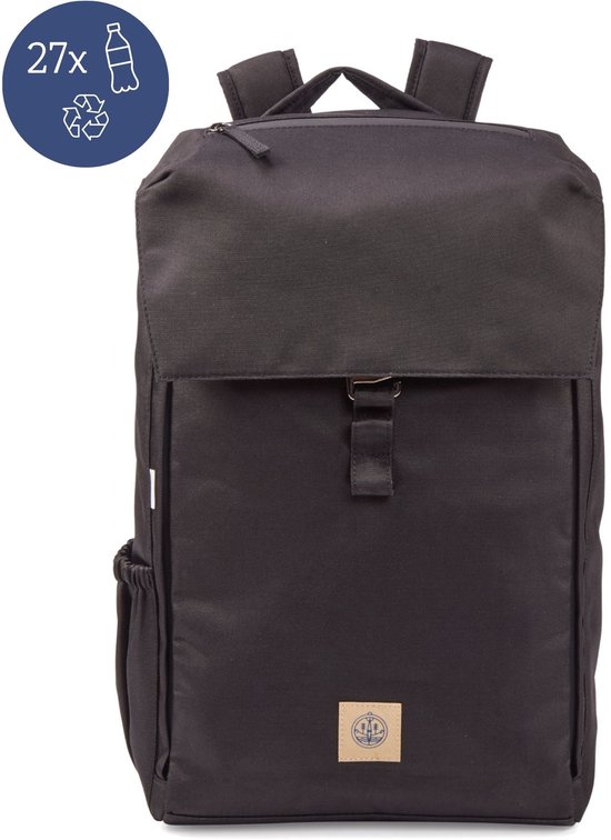 The BlueWave Collective - Re.27 Cycle | Daypack - Laptop Rugzak tot 16 inch - Gerecycled Plastic - Rugtas 25 L - Waterdicht en Duurzaam - Zwart