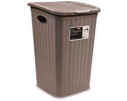 Wasmand met deksel 'Elegance' - 50 Liter - Met ventilatie - Handgrepen - Taupe