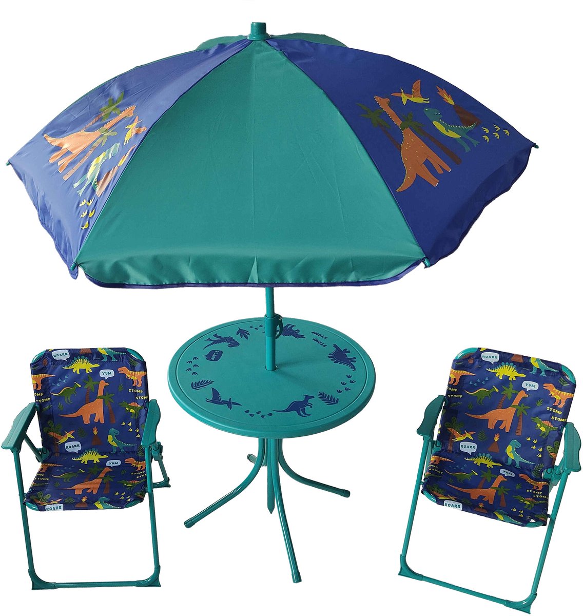 Tuinset kinderen - met parasol - dino - turquoise