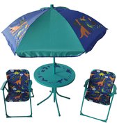 Relaxdays tuinset kinderen, kinderzitgroep met parasol, muis design, tafel & kinderstoelen, camping & tuin, grijs