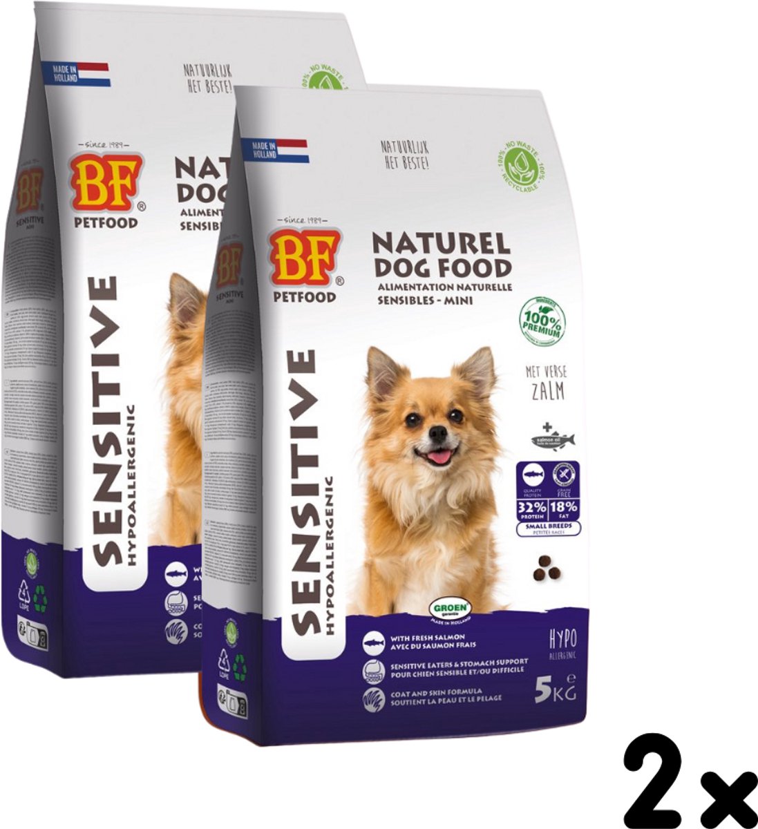 BF Petfood Small Breed Sensitive Hondenvoer 2 x 5 kg