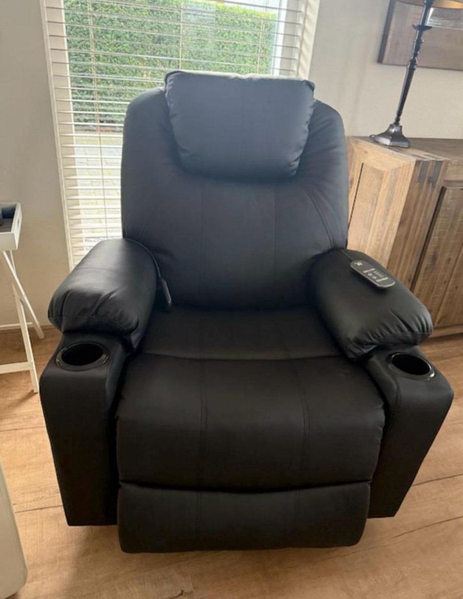 MCombo 7040 Elektrische Relaxstoel met Opstahulp – Massage, Verwarming & USB – Zwart Kunstleer – foto 7