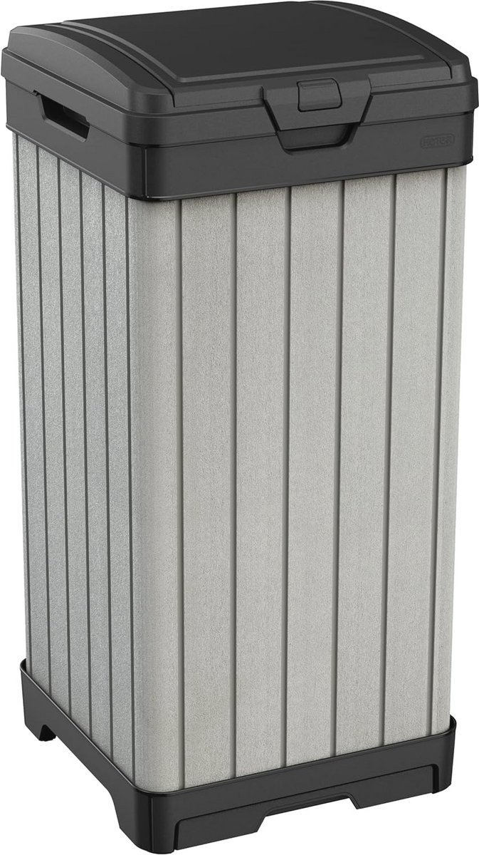 Afvalcontainer voor buiten met houtlook, 41 x 41 x 87,5 cm – ideaal voor afvalscheiding