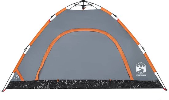 vidaXL 4-persoons tent grijs/oranje met snelontgrendeling Kampeertent - Tent - Buitenleven - Vakantie - Campingtent van Vidaxl — afbeelding 3