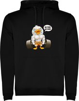 Zwarte unisex hoodie met “ Kleurrijke No Pain No Pain – Bodybuilden – Dumbell - Sport – Humor – Zet Door – Niet opgeven “ Print Full Color merk Roly maat L