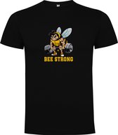 T-shirt Zwart avec imprimé coloré « Bee Strong – Musculation – Haltère – Sport – Humour – Persévérez – N'abandonnez pas » Impression couleur Taille M