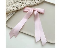 Little Olives - Haarstrik - Haarclip Strik - Haarspeld - Elegante Strik Lint Haar - Vrouwen - Meisjes - Haarspeld vrouw - Haaraccessoires - Haarstrikje met Lange Lint - Licht Roze