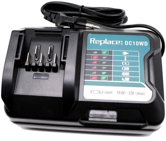 Geschikt voor DC10WD DC10SB DC10WC 12V 10,8V lader, compatibel met Makita 12V accu BL1021B BL1041B BL1015 BL1016 197396-9 BL1040B BL1040 197406-2 van Cellonic — afbeelding 4