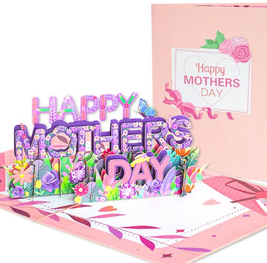 Cartes Fête des Mères et Anniversaire - Cartes 3D - Belles cartes - Cadeaux Fête des Mères et Anniversaire - Violet