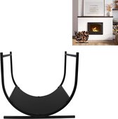 Aufun U-Vormige Brandhoutmand, Grote Brandhoutmand, Moderne Brandhoutmand, Houten Haardwieg, Metalen Brandhoutmand, 45X38X40Cm, Zwart