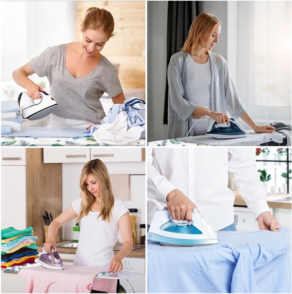 Ironing Board Cover Top Layer, 110x35cm Ironing Board Covers, Ironing Board Replacement Cover, Ironing Board Dimensions with Foam and Fiber Pad, for Steam Irons, Green Leaves