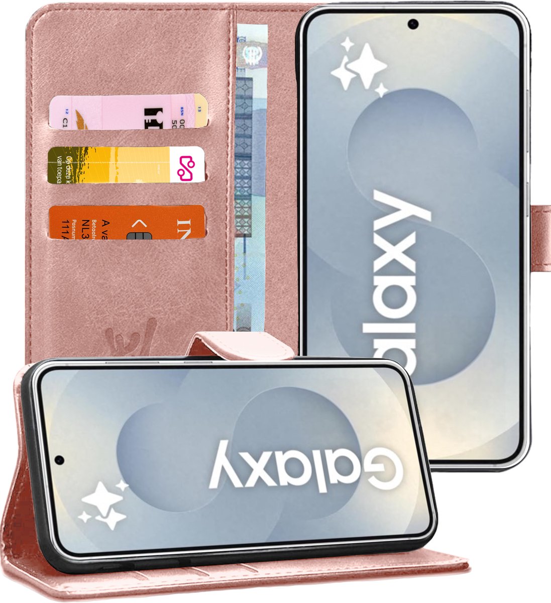 Hoesje geschikt voor Samsung Galaxy S25 Plus - Portemonnee Book Case Rosegoud