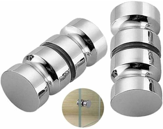 Foto: 2 stuks glazen schuifdeur knop deurgreep douchedeurgreep badkamerdeurknoppen deurbeslag doucheruimte accessoires voor glazen douchedeur met schroef aluminiumlegering ronde zilver