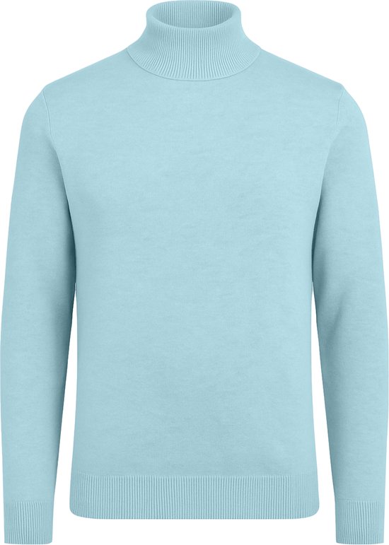 Vercate - Col roulé de luxe - Bleu clair - Coupe Regular - Pull en tricot pour homme - Taille: M
