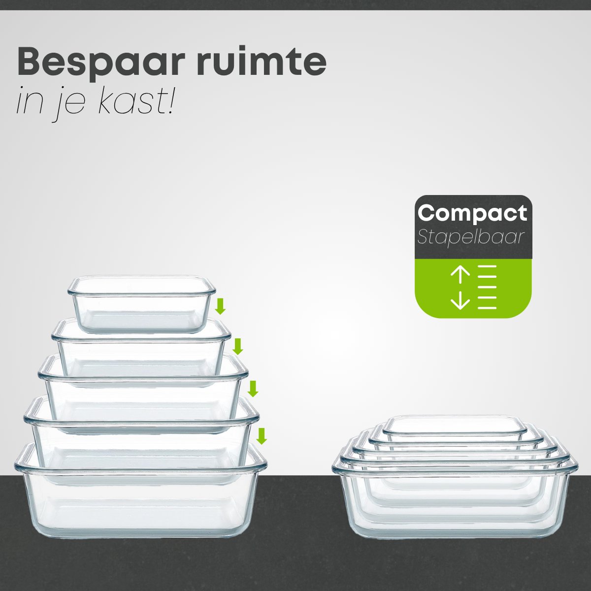 Savoré Kitchen Vershoudbakjes Glas 10 stuks – Stapelbaar - Luchtdicht – Meal Prep Bakjes - Diepvriesbakjes set — afbeelding 6